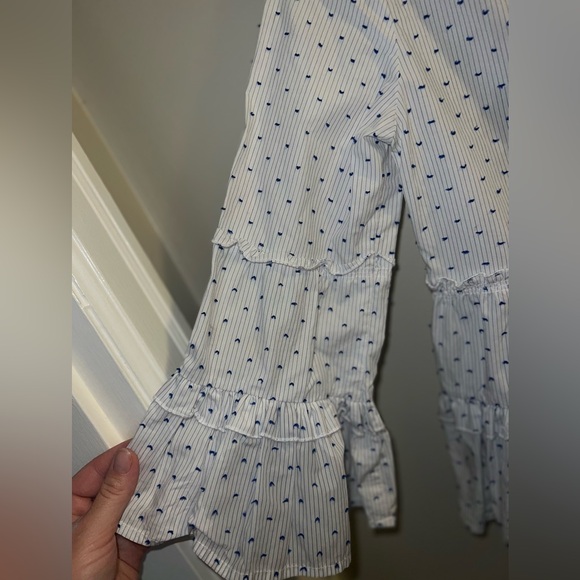 Tyler Boe Chesley Top Blue Swiss Dot Size Small - Picture 4 of 6